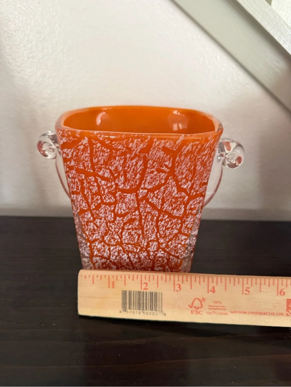 Orange Art Glass Decorative Vase